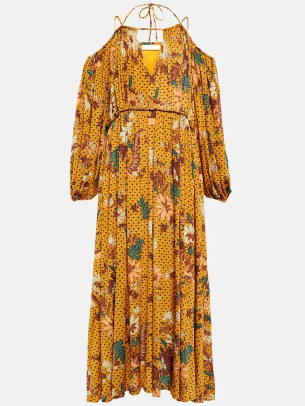 ULLA JOHNSON Spring Yellow Floral Maxi Noemi Dress Medium
